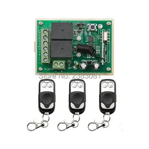 Radio Remote Control Switch DC12v Mini Receiver Metal Push Button Transmitter Learning Code 315/433 Momentary Toggle Latched