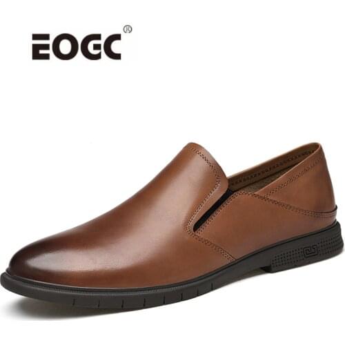 Plus Size Men Dress Shoes Slip On Retro Natural Leather Oxford Shoes for Men Comfort Bussiness Formal Wedding Shoes Men