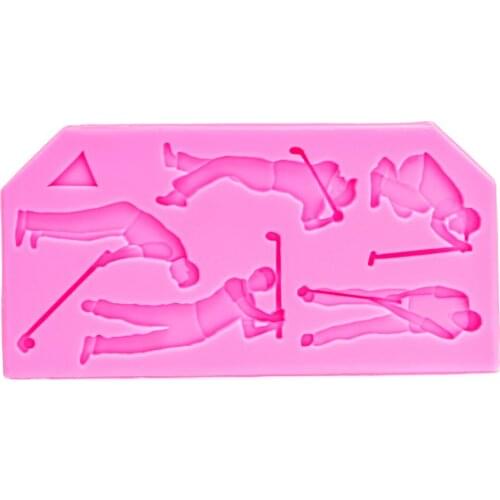 Playing golf people Shaped silicone mold confectionery chocolate baby fondant cake decoration baking used molding tools FT-1033