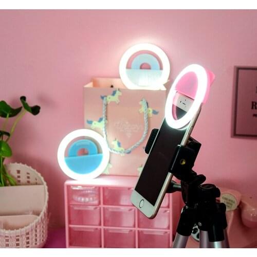 Led Selfie Ring Light USB Charge Dimmable Lens mini Fill Light Clip Portable For Makeup Video Live For All Phone Selfie Lamp