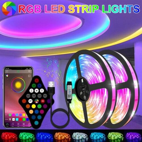 USB RGB SMD Bluetooth LED Lights Strip 5050 DC5V Flexible Lamp Tape Diode TV Background Lighting luces LED Control