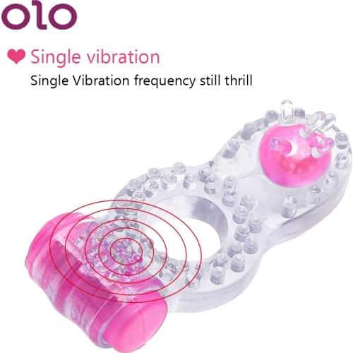 OLO Vibrator Penis Ring Silicone Cock Ring Clitoris Stimulator Penis Extender Sex Toys for Men Dual Pleasure Adults Products