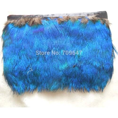 5.0cm Height High Quality Blue Peacock Plumage Feather Fringe Trim for Wedding Centerpiece Decoration