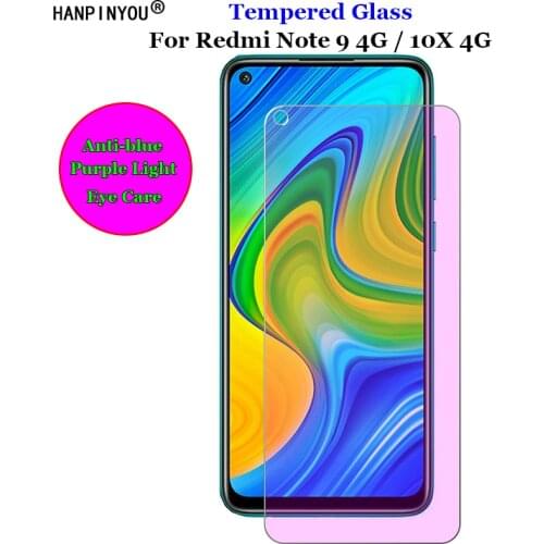 For Xiaomi Redmi 10X / Note 9 4G 6.53" Anti Blue Purple Light Ray Eye Care Tempered Glass 9H 2.5D Premium Screen Protector Film