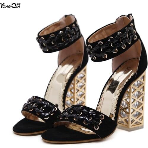 Spring summer new crystal thick heel sandals high heel open toe womens sandals