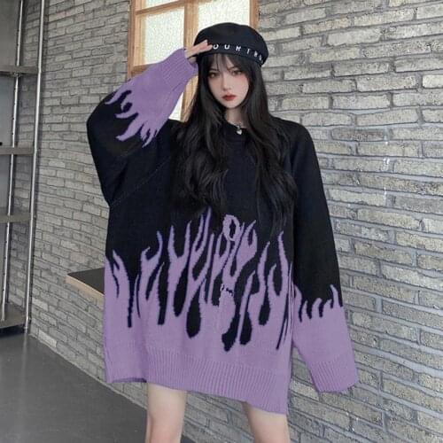 Women sweaters 2021 fashion print casual women sweaters O-neck pullovers new loose long women coat female sueters de mujer