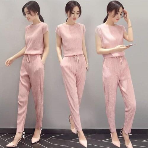 Summer Wide-leg Pants Two-piece Suit 2021 New Temperament Womens Western Style Casual Fashion Thin Suit