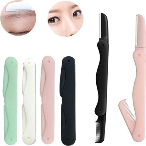 1PC Multifunctional Eyebrow Trimmer with Comb Folding Eyebrow Trimmer Safety Razor Blades Shaver for Women Makeup Beauty Tools