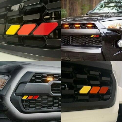 1PCS Wholesale High Quality Car Accessories 3 Color Acrylic Badge For Toyota Tacoma 4 Runner Tundra Tri-color Grille Badge