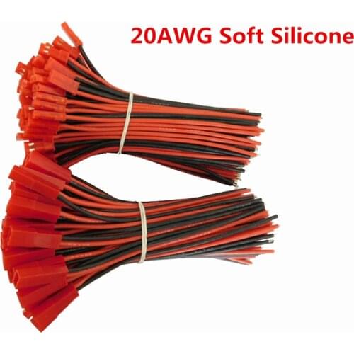 10 pair JST Connector Pigtail Male Female BEC Plug Silicone Cable Wire 200 degree for RC Lipo Battery 22AWG 20AWG 18AWG Wire