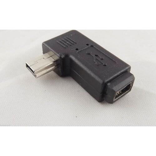100Pcs USB 2.0 Mini 5 Pin Male Plug To Mini 5 Pin Female Right Angle Adapter Connector