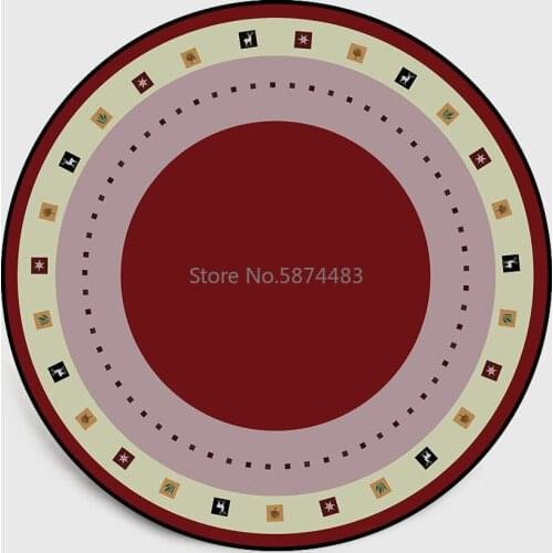 200cm Ethnic Style Simple Wine Red Green Circle Round Living Room Bedroom Stool Non-slip Mat Carpet