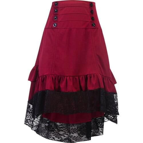 Skirts Womens Skirt Mujer Cotton Tutu Saia Longa Solid New Top 2021 Irregular Lace Stitching Retro Skirt