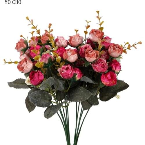 21 Heads Roses Artificial Flowers Bouquet Silk Floral Fake Flower Arrangement Plant Leaf Peony Wedding Decor Home Decoration