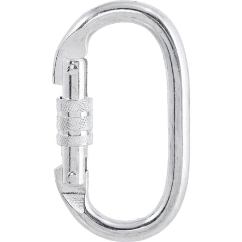 25KN Oval Carbon Steel Screw Lock Carabiner for Outdoor Rappelling Exploring Climbing Accessories