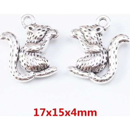 35 pieces of retro metal zinc alloy squirrel pendant for DIY handmade jewelry necklace making 6961