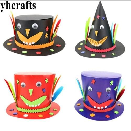 4PCS/LOT,4 design DIY fathers day hats,Create your own,Early educational toys.Model building Kits.Kingergarten crafts wholesale