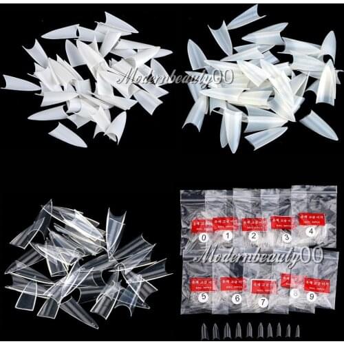 500Pcs Stilettos Sharp Nail Art Acrylic False nail Tip White / Clear / Natural Choose