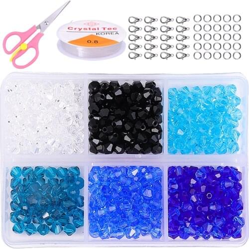 600Pcs 4mm faceted Beads DIY Acrylic Beads Jewelry Findings Brass Lobster Claw Clasps Scissors and Elastic Wire jewelry making