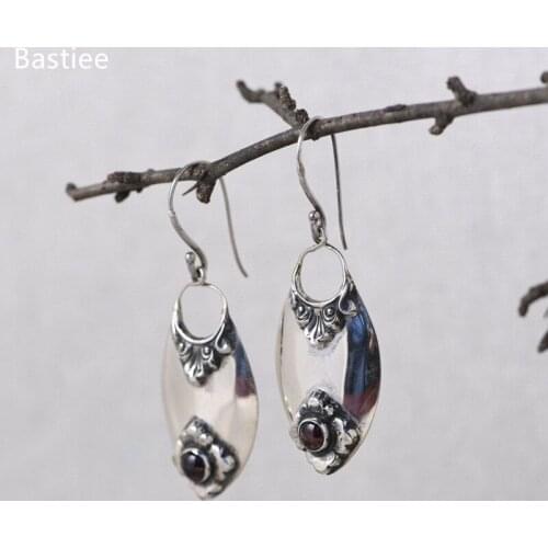 Bastiee Earrings For Women Vintage Silver 925 Jewelry Korean Earrings Jade Dangle Earrings Silver Earrings Golden Plated