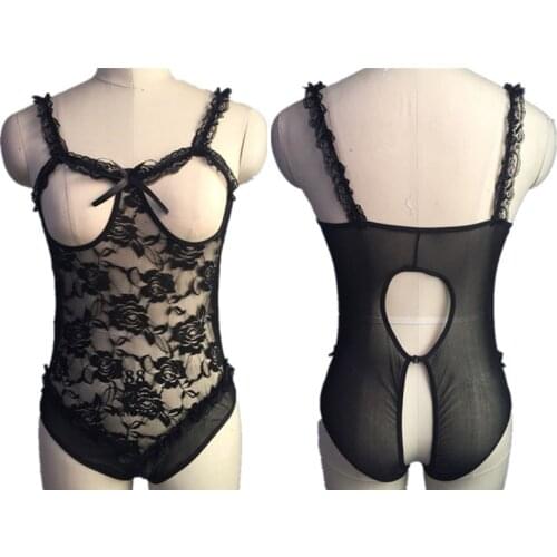 Open Bra Teddy Lingerie Sexy Hot Erotic Costumes Lace Perspective Babydoll Exotic Dress Women Porno Lenceria Sex Underwear