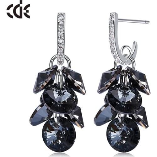 CDE Jewelry Luxury Exquisite Crystal Waterdrop Drop Earrings Silver Color Women Earrings Valentines Day Gifts