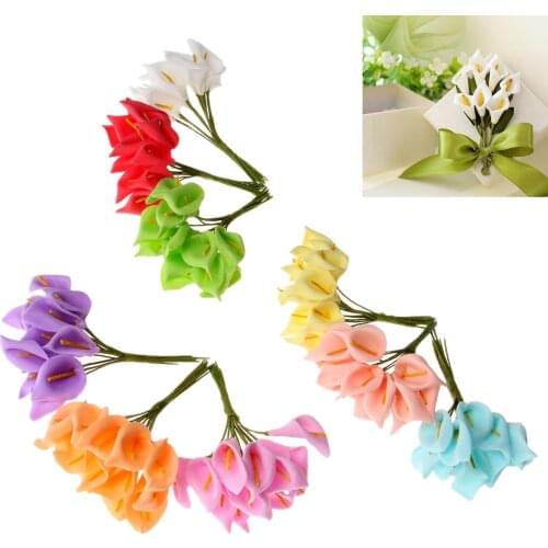 Dophee 144Ps PE Foam Artificial Calla Lily Flower Wedding Favour Box Decoration DIY Marriage Candy Case Flowers Party Home Decor