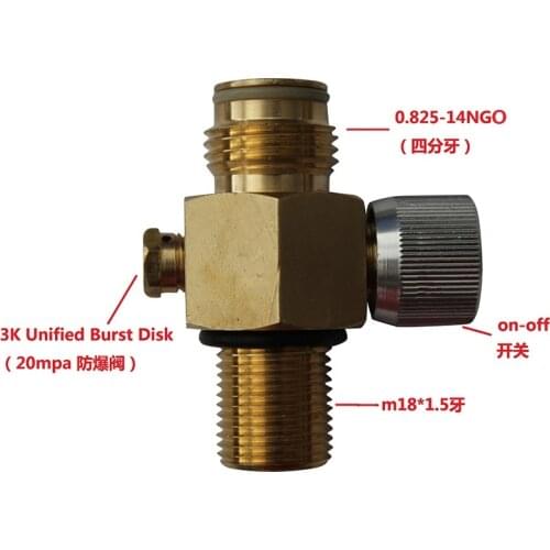 SPUNKY Paintball Valve with On/Off M18X1.5 Thread