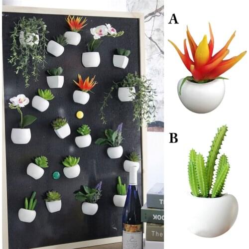 Simulation Plant Refrigerator Magnets Bonsai Succulent Plant Magnet Button Potted Plant Refrigerator Sticker Home Decoration