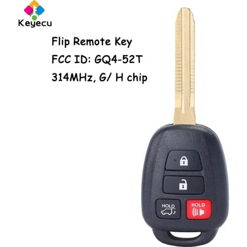 KEYECU Remote Control Car Key With 4 Button G / H Chip - FOB for Toyota RAV4 Highlander Sequoia 2013-2018 2019 FCC ID: GQ4-52T