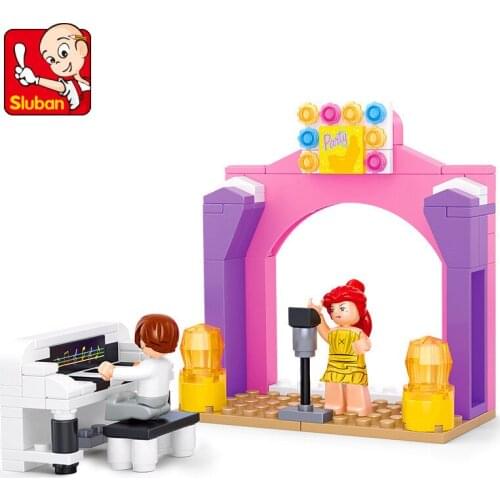 109Pcs SLuban Building Block 0521 Street View Series Piano Solo Small Particle Assembling Toy Gifts