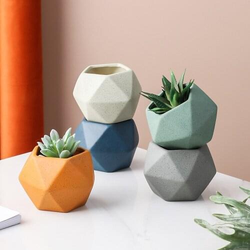 Creative Color Flower Pot Ceramic Planter Home Decor Ornaments Garden Supplies Bonsai Cactus Plant Pot Succulent Pot