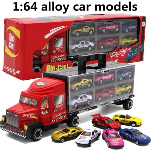 1:64 alloy car models,toy vehicles,metal diecasts,Containers with 6 alloy car,slide the toy,educational toys,free shipping