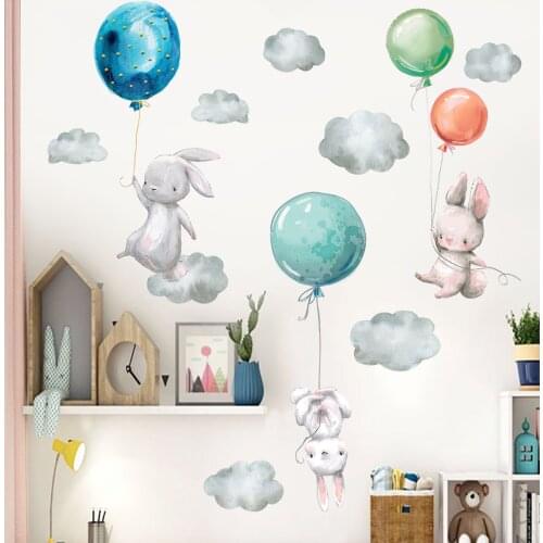 Cartoon Elephant Balloon Book Wallpaper Children Bedroom Porch Wall Decoration Wall Sticker Self-Adhesive