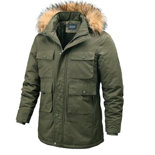 2020 Hot Sale Mens Waterproof Oversized Long Fur Hooded Parka Windproof Cotton Padded Jacket Winter