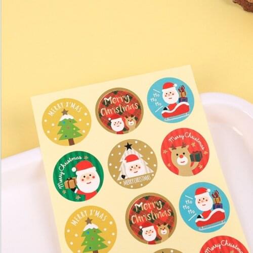 120pcs/lot Merry Christmas Round Sealing Sticker Gift Packaging Party handmade Santa Claus/Elk colorful 26MM