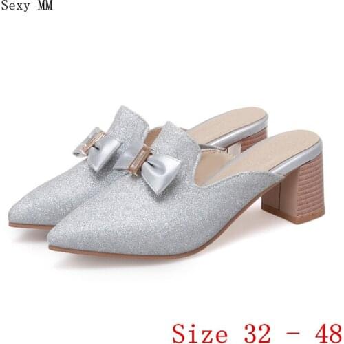 Low High Heels Women Pumps Slingbacks High Heel Shoes Stiletto Woman Party Shoes Plus Size 32 33 - 40 41 42 43 44 45 46 47 48