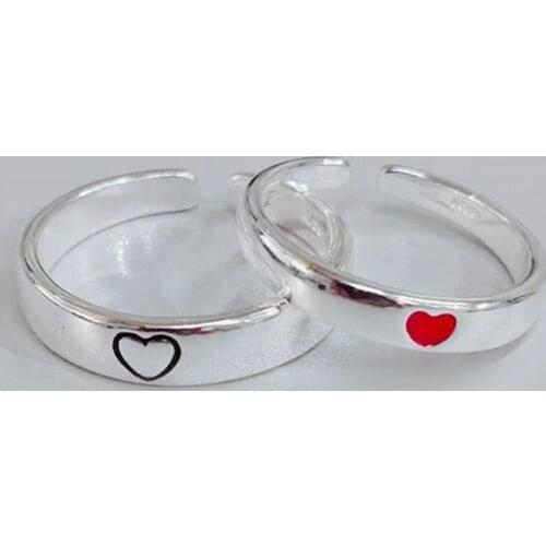 New Red heart-shaped Opening Couple Ring Fashion Trend Creative High Quality Jewelry