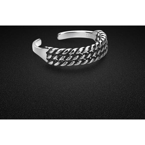 Bohemian Original 925 Silver Ring Womens Vintage Jewelry Open Ring Free Adjustment Old Silver Ring Gift