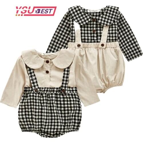 Autumn Baby Clothing Girls Plaid Suit Little Pumpkin 0-3Yrs Baby Bodysuits and Blouse 2pcs Infant girls Boys Clothes Set Cotton