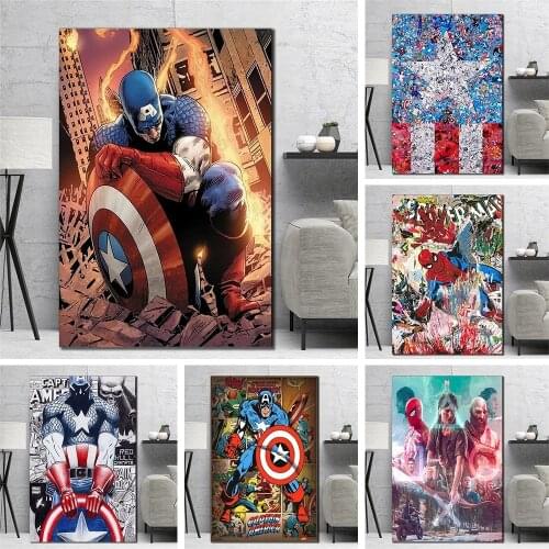 Marvel Superhero Avengers Movie Poster Iron Man Captain America HD Print Canvas Wall Painting Home Decor Print Painting Painting