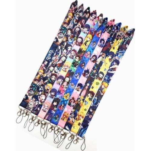 120 PCS Demon Slayer Kimetsu no Yaiba key lanyards id badge holder keychain straps for mobile phone Free Shipping