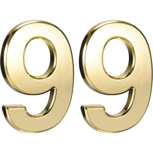 Uxcell Self Adhesive House Numbers, ABS Plastic Number 0-9 for House Hotel Mailbox Address Sign Gold Tone 2 Pcs