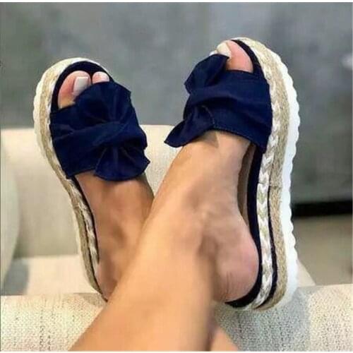 Women Bow Summer Sandals Slipper Indoor Outdoor Flip-flops Beach Shoes Female Slippers 2020 Summer Fashion Sandals Shoes