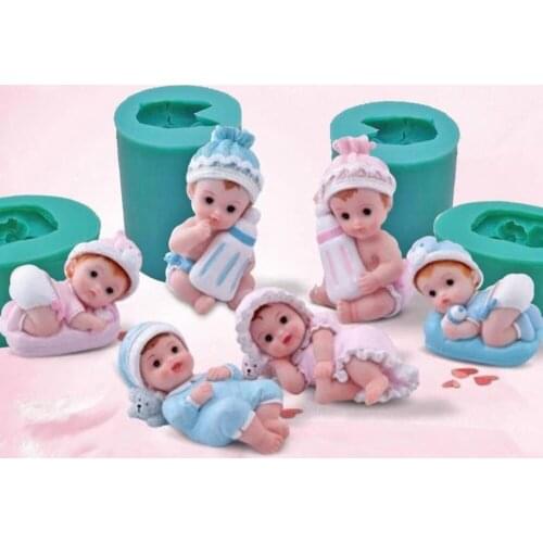 3D Baby Soap Candle Silicone Mould Boy Girl Doll Resin Plaster Chocolate Cake Decoration DIY Baking Moulds