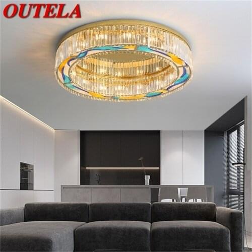 OUTELA Postmodern Ceiling Light Gold Luxury Crystal Lamp Fixtures LED For Home Living Dining Room