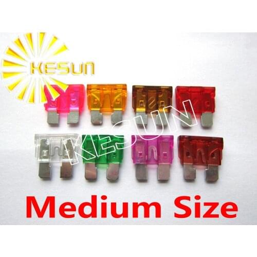 Medium Size 1A 2A 3A 4A 5A 7.5A 10A 15A 20A 25A 30A 35A 40A 45A 50A 32V Auto Fuse Car Boat Motorcycle Blade Fuses ROHS x 100PCS