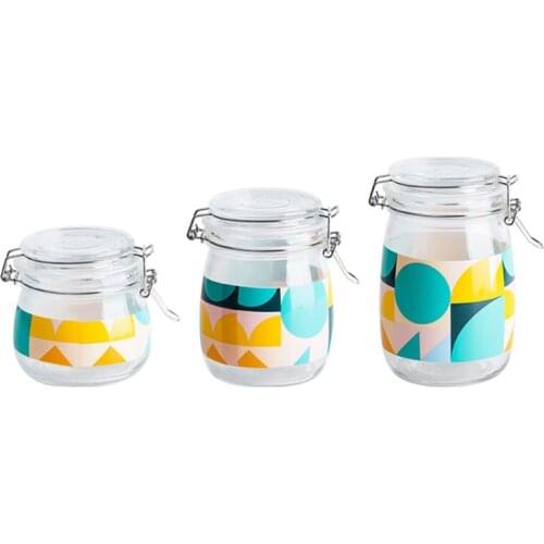 500/830/1000ml Glass Jar Storage Can Airtight Seal Lid Food Container Tableware QX2E