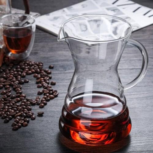 Glass Pour Over Coffee Maker Hario V60 Handdrip Expresso Coffee Drip Kettle with Wooden Handle Cloud Pot Percolators for Barista