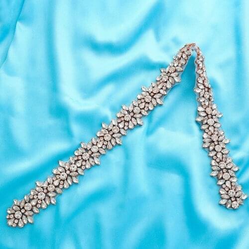 Wedding Dresses Crystal Garment Bridal Silver Gold Wide DIY Handmade Beaded Pearl Accessories Rhinestone Applique S165